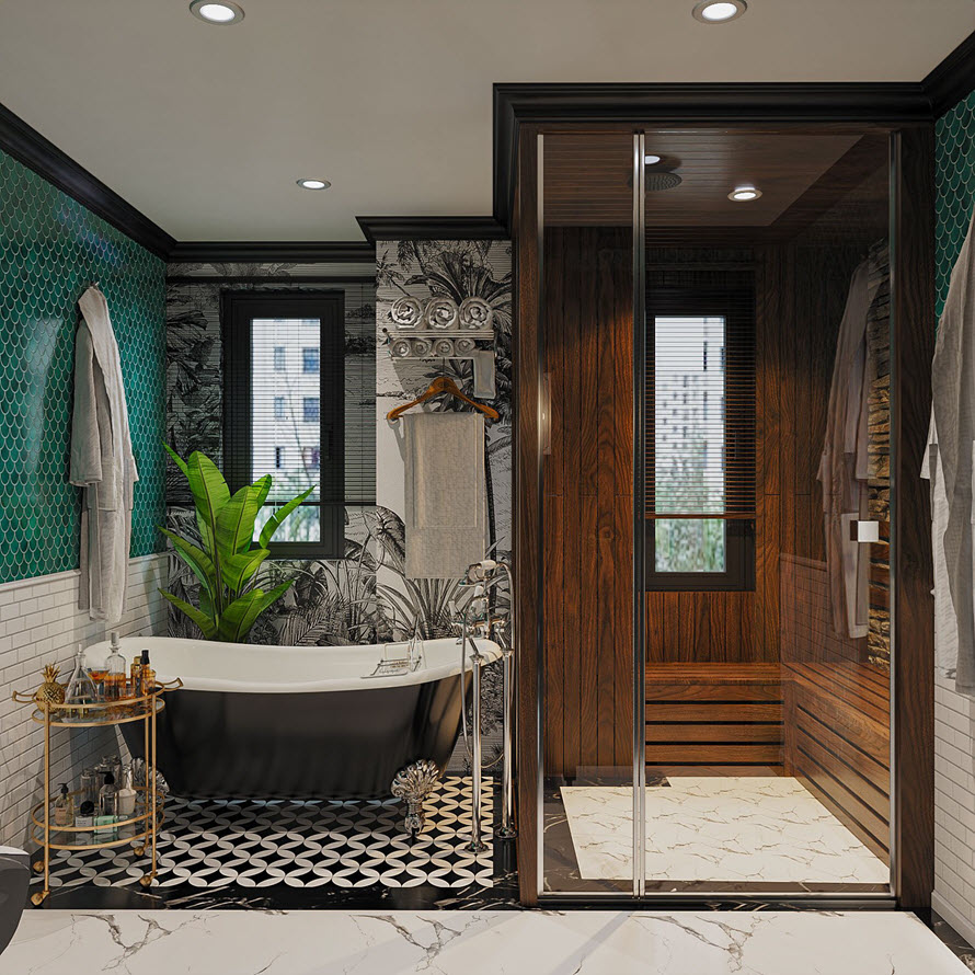 Gia chủ đầu tư cả ph&ograve;ng thay đồ, x&ocirc;ng hơi trong ph&ograve;ng tắm.