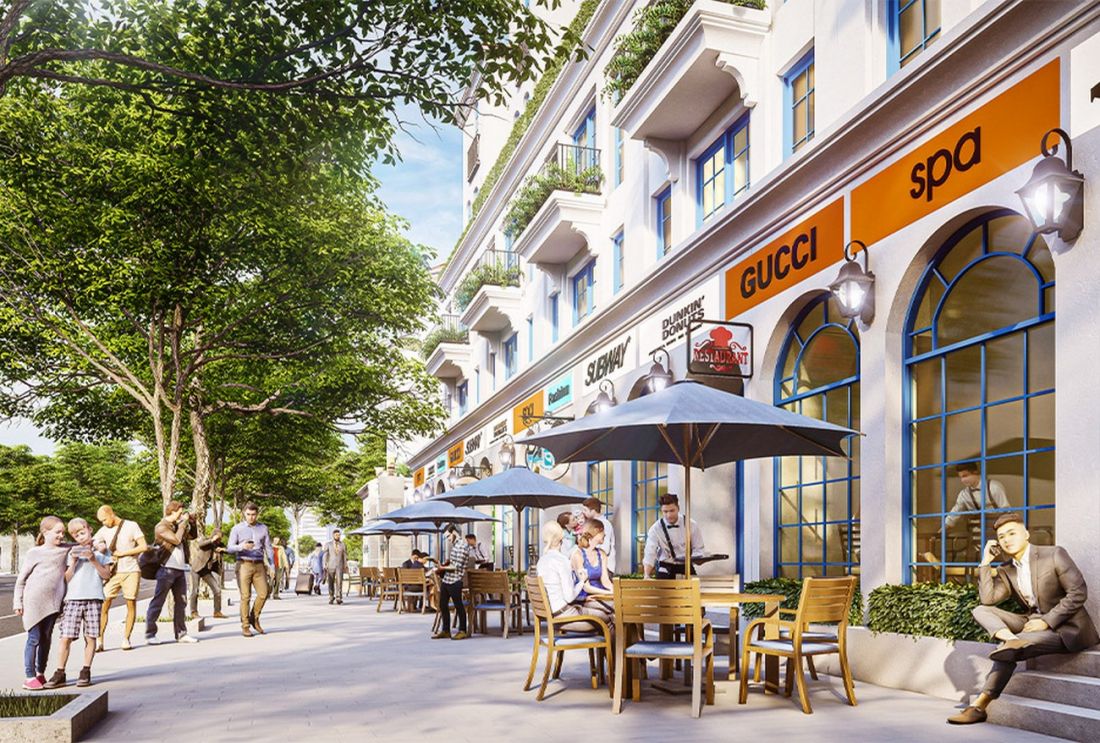 Phối cảnh khu phố thương mại tại dự án Sunshines Capital
