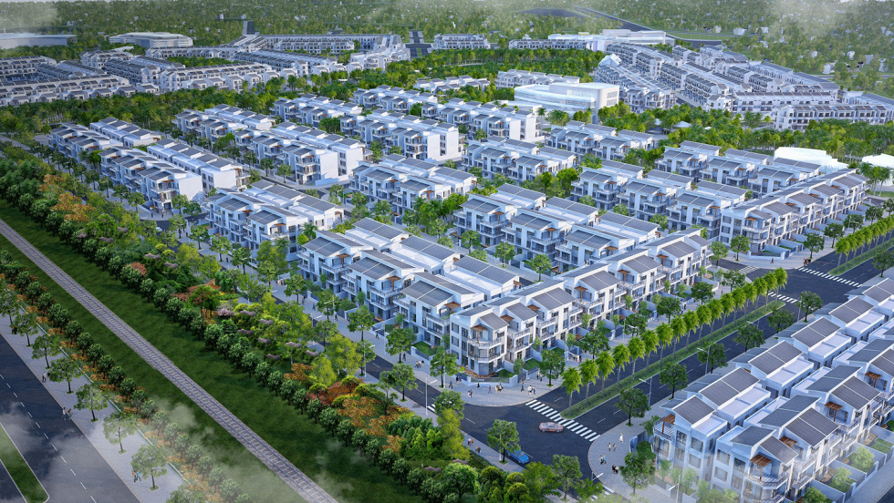 h&igrave;nh ảnh phối cảnh khu đ&ocirc; thị sinh th&aacute;i nh&igrave;n từ tr&ecirc;n cao