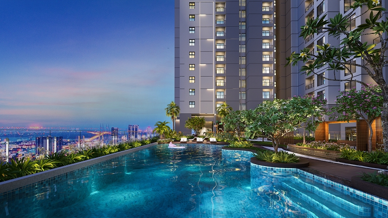 vườn BBQ ngoài trời, hồ bơi, spa, phòng tập gym, sky garden