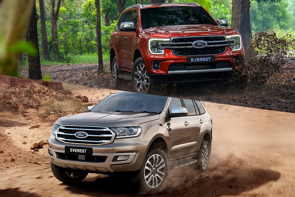 So sánh Ford Everest thế hệ mới và cũ.