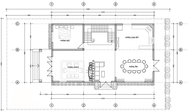 Mặt bằng c&ocirc;ng năng tầng 1 biệt thự