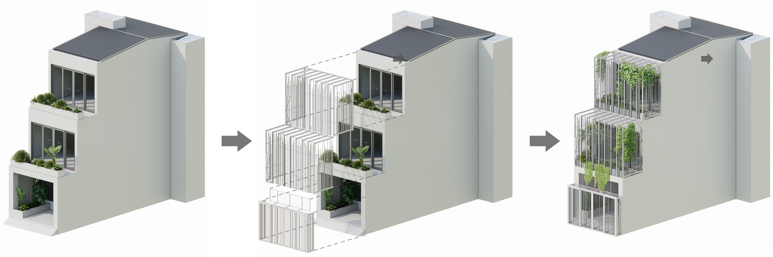 Phối cảnh kiến tr&uacute;c nh&agrave; phố S&agrave;i G&ograve;n