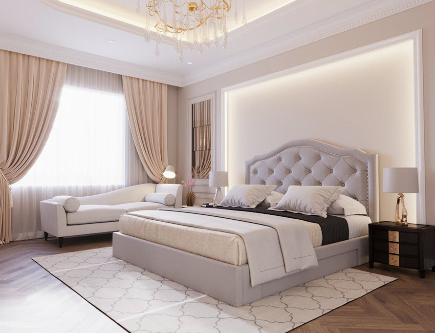 Trong căn hộ 50m2, ph&ograve;ng ngủ master kh&aacute; rộng r&atilde;i nhờ sử dụng bảng m&agrave;u s&aacute;ng trung t&iacute;nh nhẹ nh&agrave;ng c&ugrave;ng &aacute;nh s&aacute;ng tự nhi&ecirc;n ngập tr&agrave;n.