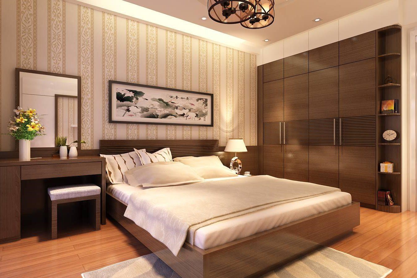 Ph&ograve;ng ngủ cho &ocirc;ng b&agrave; với thiết kế nội thất tối giản, đầy đủ tiện nghi, sử dụng t&ocirc;ng m&agrave;u trầm ấm, ph&ugrave; hợp với người cao tuổi.