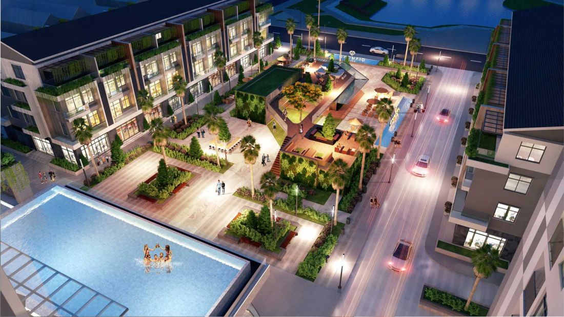 Phối cảnh khuôn viện nội khu dự án với hàng loạt tiện ích hiện đại