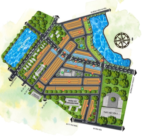Phối cảnh mặt bằng tổng thể dự án Việt Yên Lakeside City