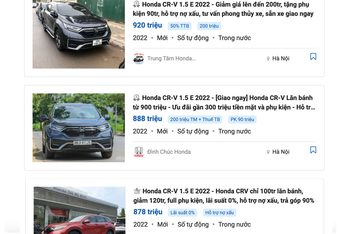 Đại l&yacute; ưu đ&atilde;i Honda CR-V gần 300 triệu.