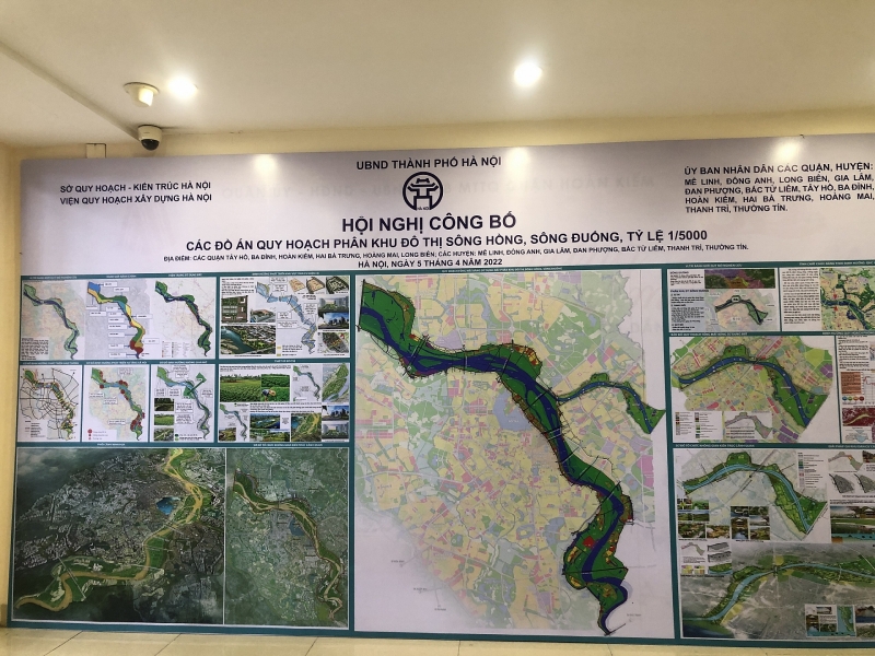 bản đồ quy hoạch phân khu đô thị sông Hồng, sông Đuống cỡ lớn dán trên tường