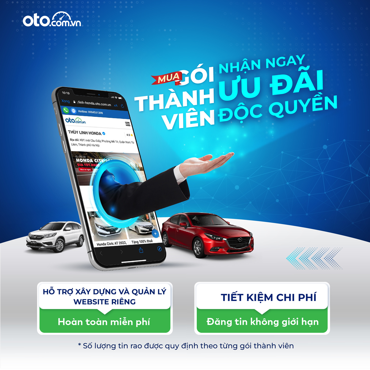 Oto.com.vn ra mắt g&oacute;i th&agrave;nh vi&ecirc;n mới: Đăng tin kh&ocirc;ng giới hạn, sở hữu t&ecirc;n miền độc quyền.
