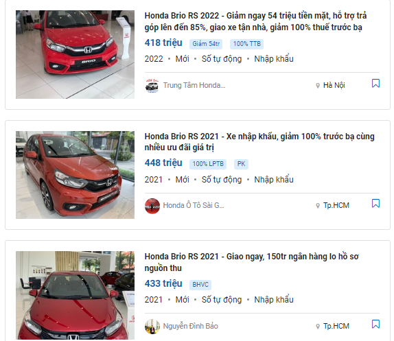 Honda Brio RS giảm tới 54 triệu đồng, đại lý mạnh tay kích cầu 1
