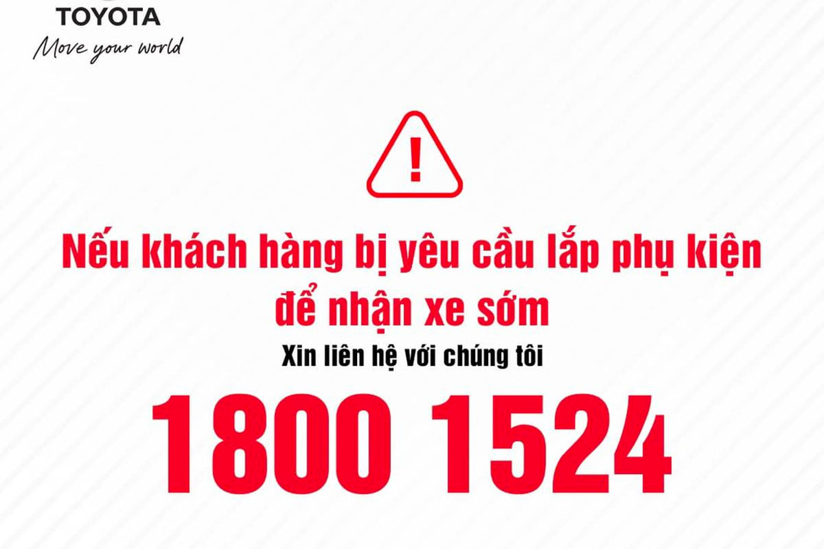 Toyota Việt Nam thiết lập đường d&acirc;y n&oacute;ng xử l&yacute; t&igrave;nh trạng b&aacute;n xe &ldquo;bia k&egrave;m lạc&rdquo;.