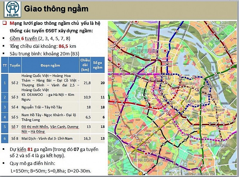 bản đồ 6 tuyến đường sắt đô thị ngầm tại Hà Nội