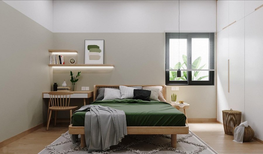 Kh&ocirc;ng gian ri&ecirc;ng tư d&agrave;nh cho cậu con trai lớn b&agrave;i tr&iacute; theo phong c&aacute;ch hiện đại tinh tế. G&oacute;c học tập l&agrave;m việc gọn xinh cạnh đầu giường. Cửa sổ k&iacute;nh đ&oacute;n s&aacute;ng tự nhi&ecirc;n ngập tr&agrave;n.