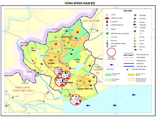 V&ugrave;ng Đ&ocirc;ng Nam Bộ tr&ecirc;n bản đồ