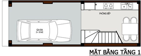 Mặt bằng công năng tầng 1 nhà ống