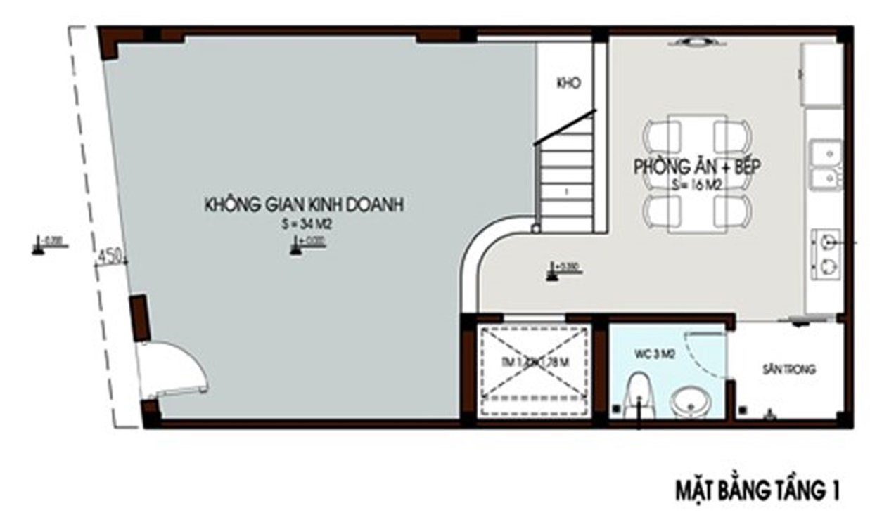 Mặt bằng tầng 1 nhà ống
