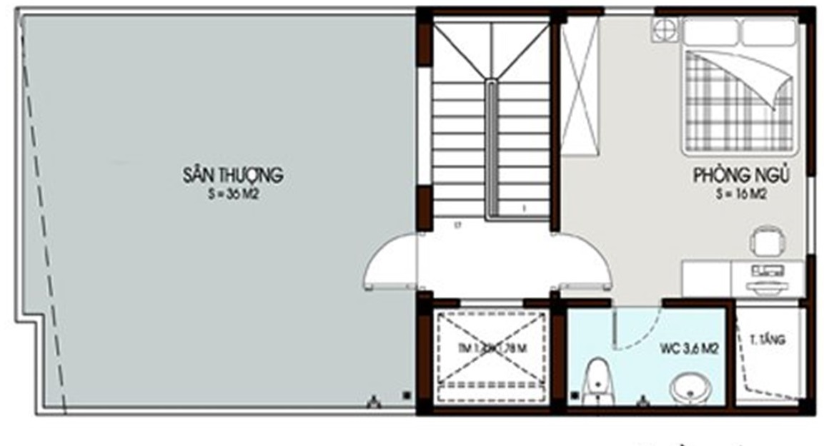 Mặt bằng tầng 5 nhà ống