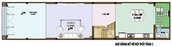 Mặt bằng tầng 1 nhà ống hiện đại