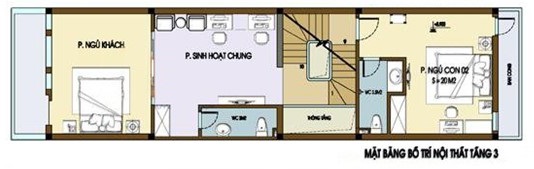 Mặt bằng tầng 3 nhà ống