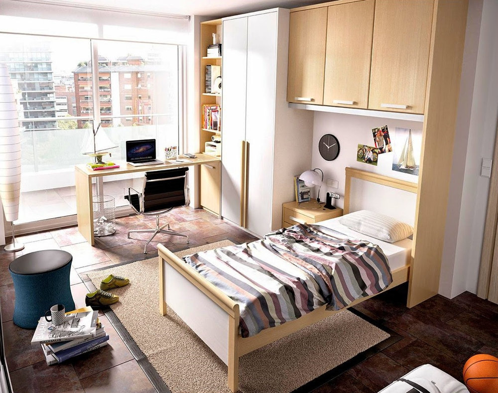 ph&ograve;ng ngủ nhiều &aacute;nh s&aacute;ng tự nhi&ecirc;n, b&agrave;n l&agrave;m việc cạnh cửa sổ k&iacute;nh, tủ k&ecirc; liền tường