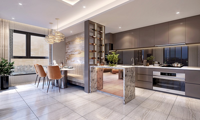 Thiết kế căn hộ bố trí không gian hợp lý và tiện nghi