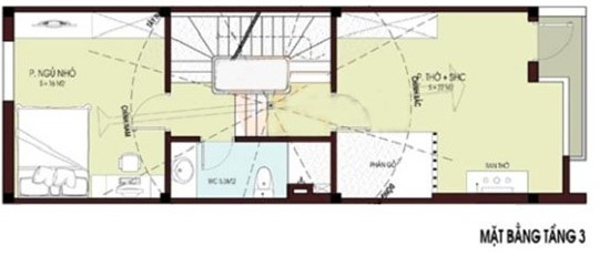 Mặt bằng tầng 3 nh&agrave; ống