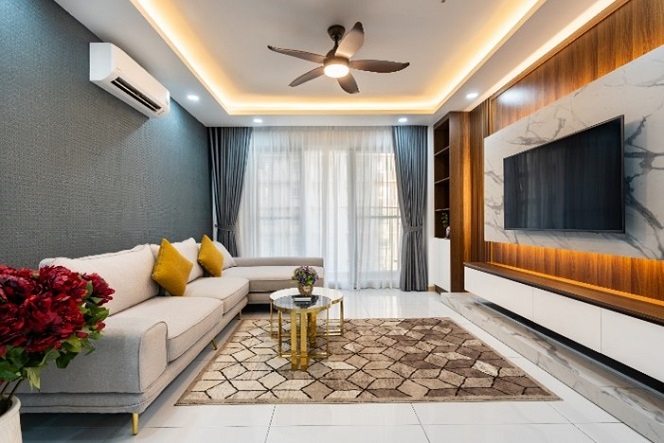 Dự &aacute;n Cosmo City b&agrave;n giao căn hộ ho&agrave;n thiện với đầy đủ nội thất.