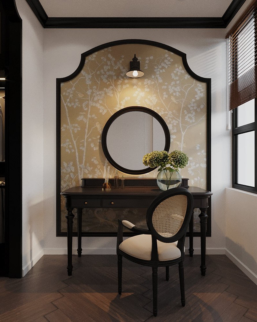 B&agrave;n l&agrave;m việc kết hợp b&agrave;n phấn.