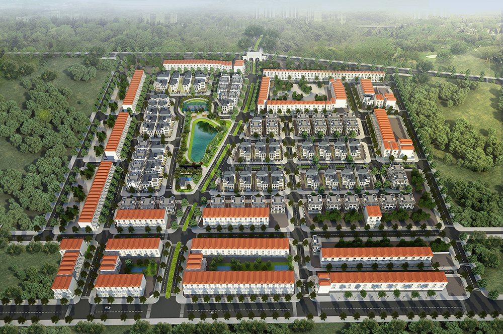 phối cảnh một khu đ&ocirc; thị nh&igrave;n từ tr&ecirc;n cao
