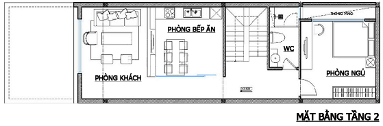 Mặt bằng công năng tầng 2 nhà ống hiện đại