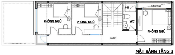 Mặt bằng công năng tầng 3 nhà ống kết hợp kinh doanh