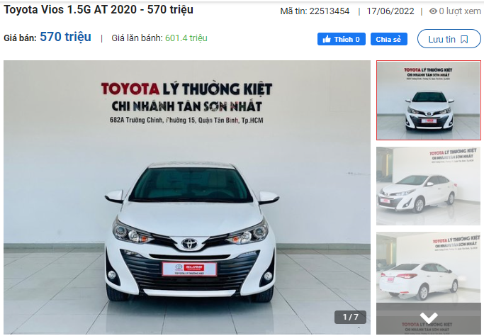 Toyota Vios m&agrave;u trắng 