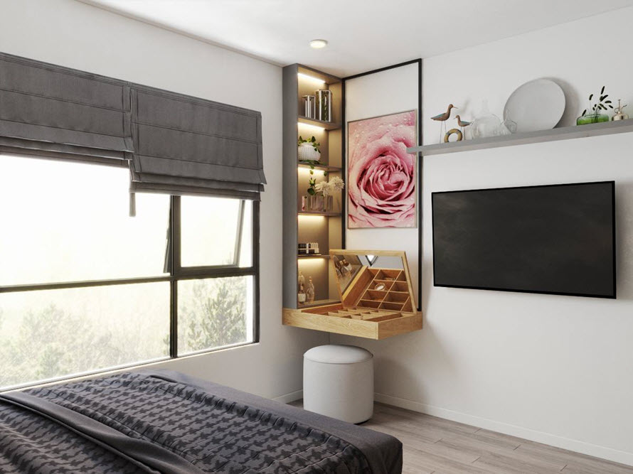 Góc bàn phần đẹp mê dành cho nữ chủ nhân căn hộ 80m2 này.
