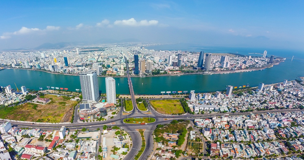 Hình ảnh một góc TP. Đà Nẵng nhìn từ trên cao