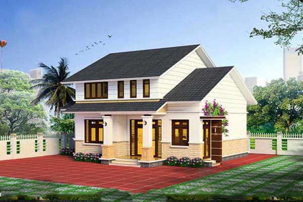 Phối cảnh mẫu nh&agrave; vườn 1 tầng c&oacute; g&aacute;c lửng