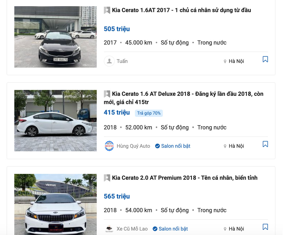 KIA Cerato cũ vẫn nhận được sự quan tâm đặc biệt.