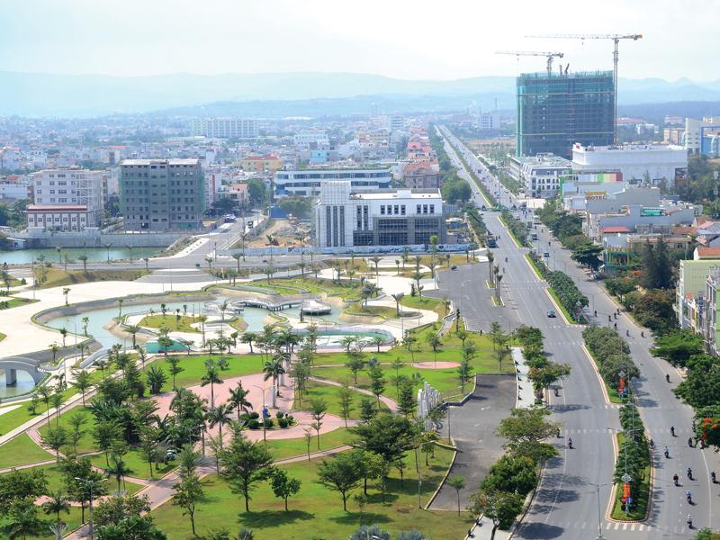 Hình ảnh một góc TP. Tuy Hòa, tỉnh Phú Yên nhìn từ trên cao
