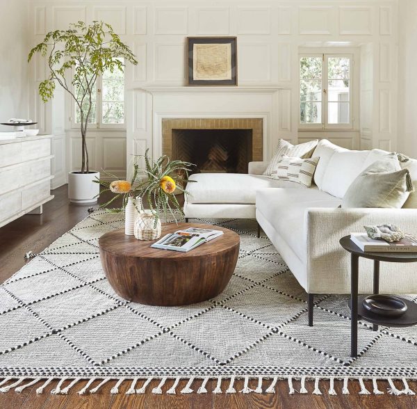 Nếu ph&ograve;ng kh&aacute;ch nh&agrave; bạn được thiết kế theo phong c&aacute;ch hiện đại hoặc Scandinavian th&igrave; mẫu thảm trải s&agrave;n n&agrave;y l&agrave; lựa chọn ho&agrave;n hảo.