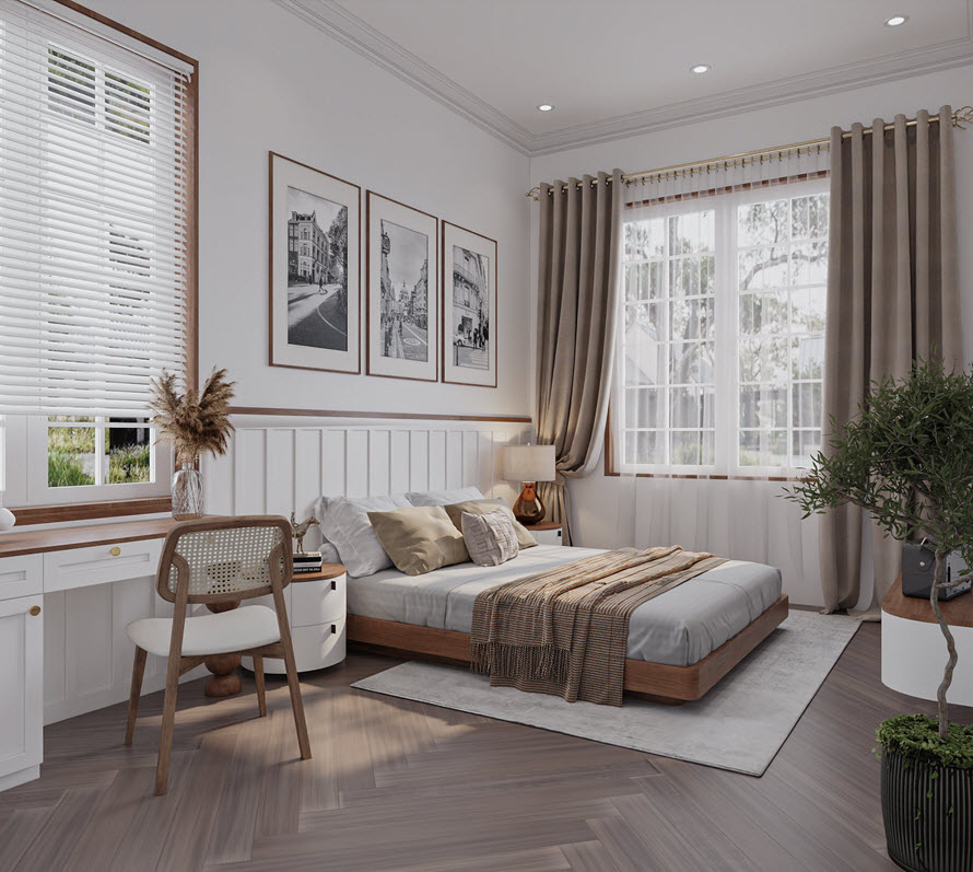 Tất cả các phòng chức năng trong nhà đều đón được ánh áng tự nhiên tối đa và lưu thông không khí tốt nhờ thiết kế cửa sổ khoa học.