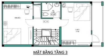 Mặt bằng c&ocirc;ng năng tầng 3 nh&agrave; ống 4 tầng