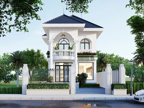 Phối cảnh 3D mẫu biệt thự 2 tầng m&aacute;i Th&aacute;i phong c&aacute;ch hiện đại sang trọng