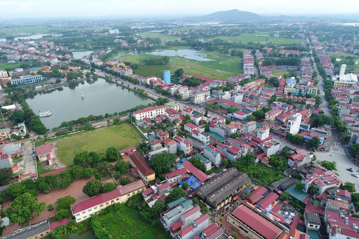 Một g&oacute;c huyện Việt Y&ecirc;n, tỉnh Bắc Giang nh&igrave;n từ tr&ecirc;n cao