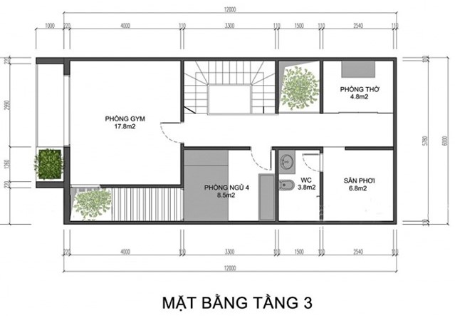 Mặt bằng công năng tầng 3 mẫu nhà ống 3 tầng hiện đại Mặt bằng công năng tầng 3 mẫu nhà ống 3 tầng hiện đại