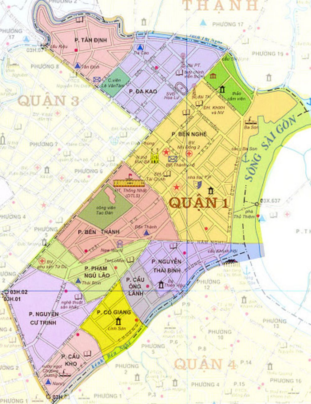 Bản đồ hành chính quận 1, TP.HCM