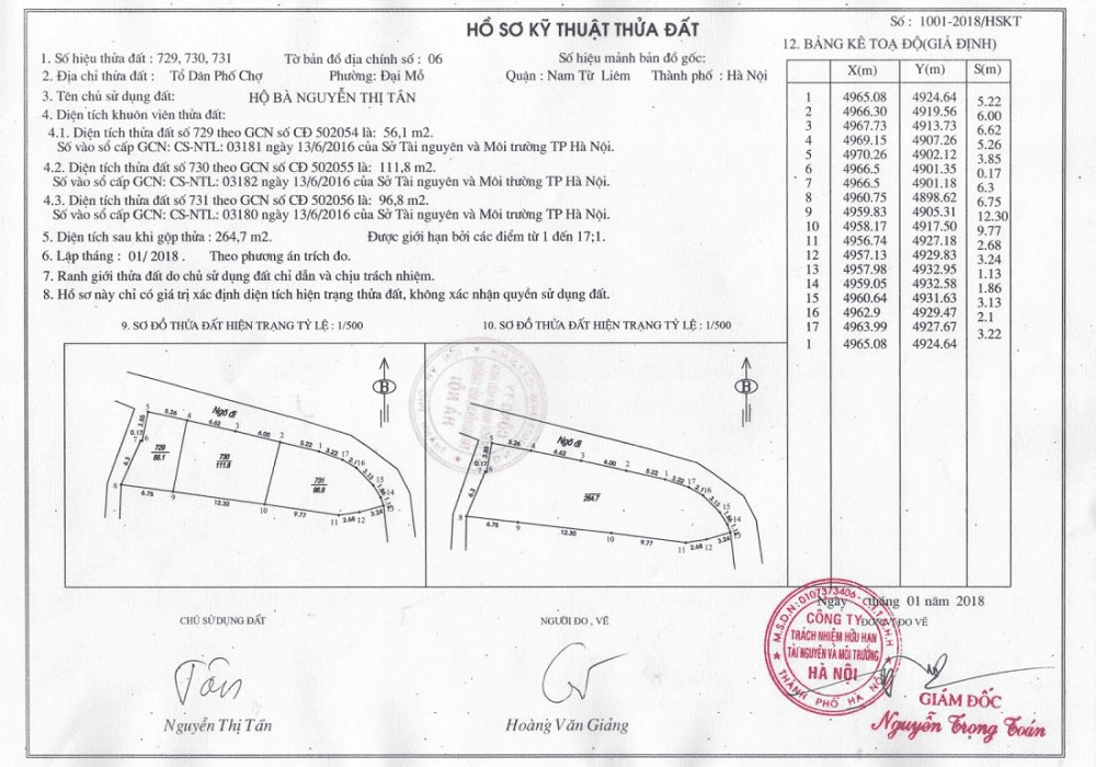  Một mẫu giấy trích lục thửa đất