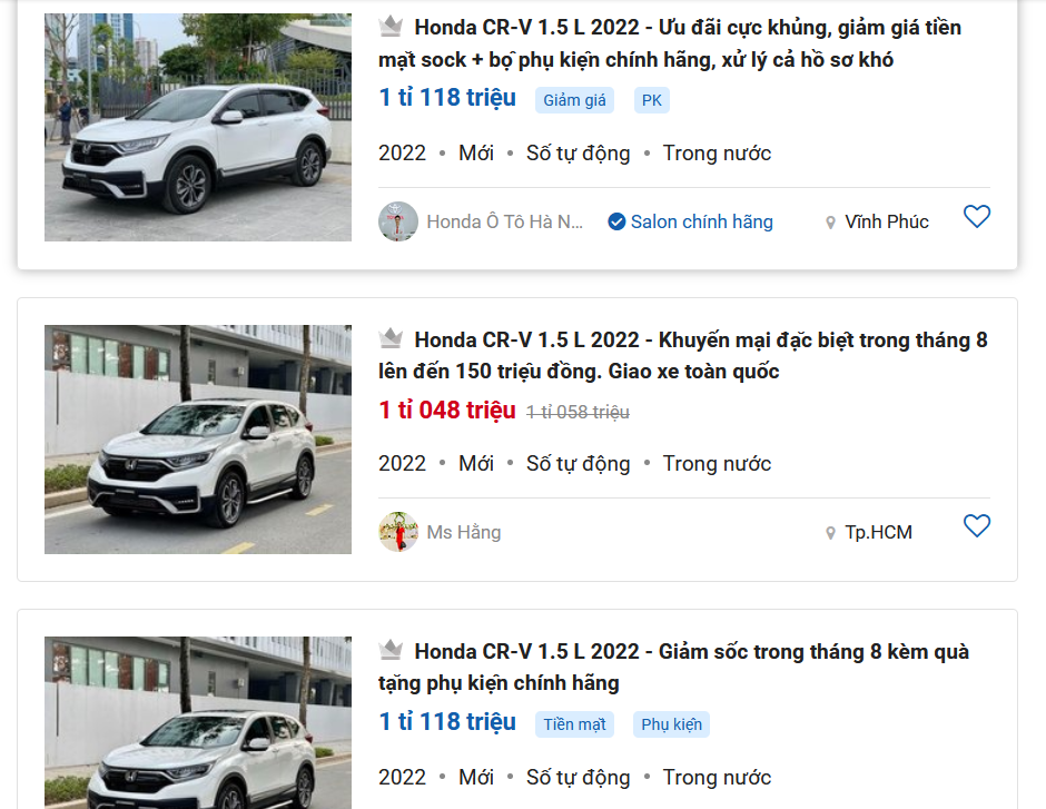 ưu đãi Honda CR-V 2022 .