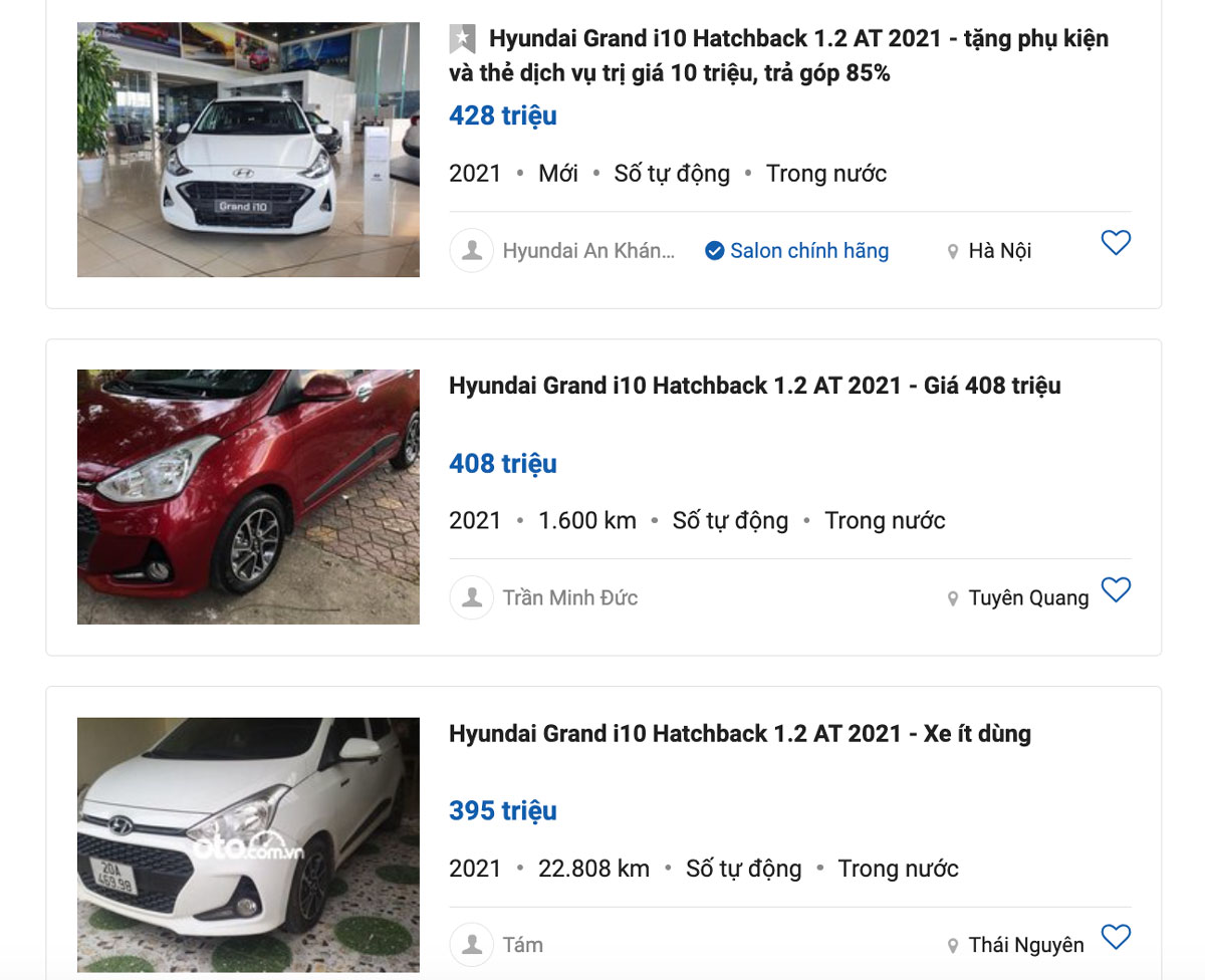 Gi&aacute; xe Hyundai Grand i10 cũ