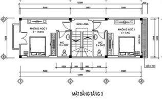 Mặt bằng tầng 3 nh&agrave; ống 4 tầng phong c&aacute;ch t&acirc;n cổ điển