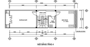 Mặt bằng tầng 4 nh&agrave; ống 4 tầng phong c&aacute;ch t&acirc;n cổ điển